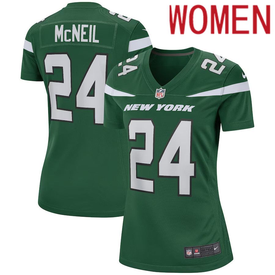 Women New York Jets #24 Freeman McNeil Nike Gotham Green Game Retired Player NFL Jersey->women nfl jersey->Women Jersey